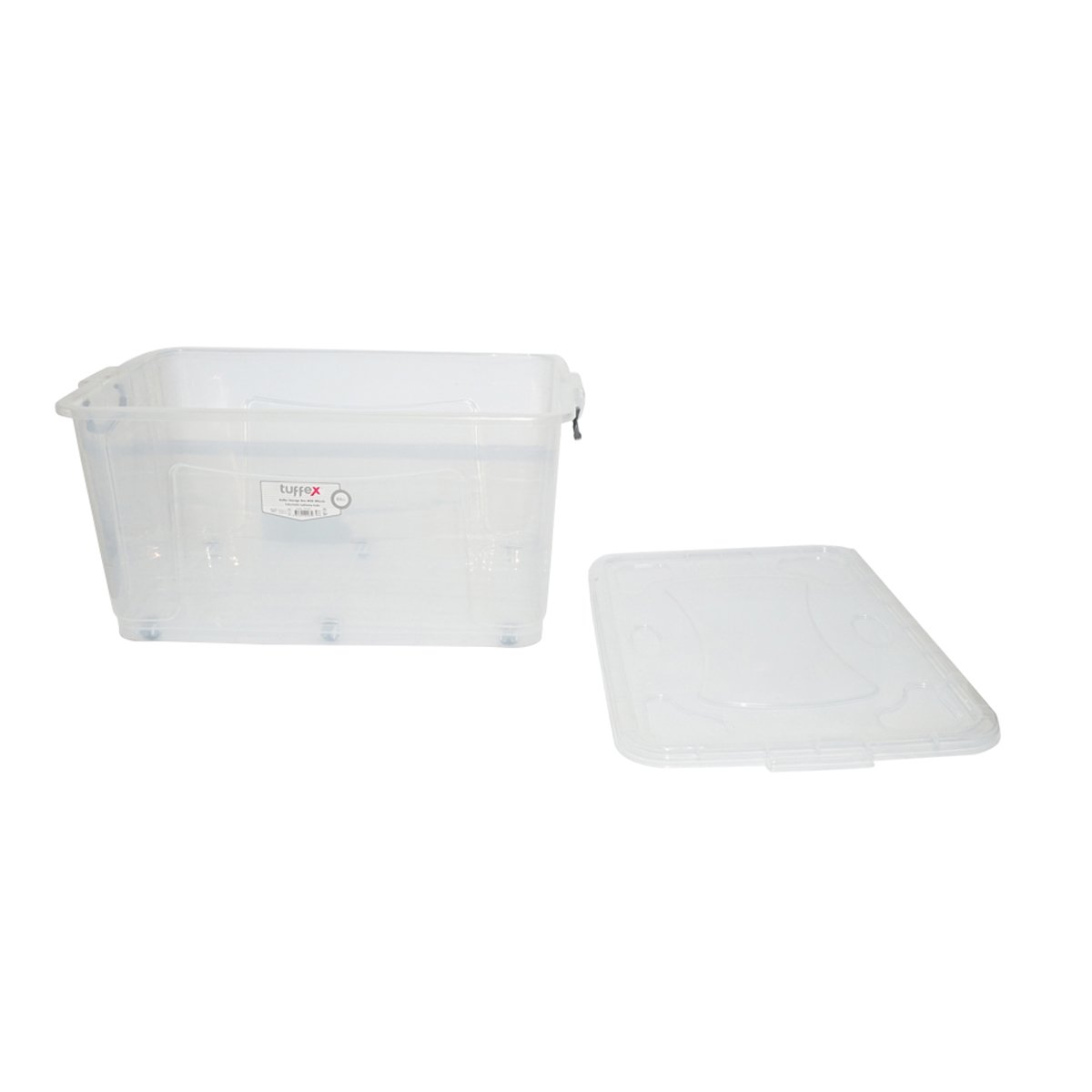 Cutie depozitare 80L cu capac si roti din plastic transparenta 725x470x360mm